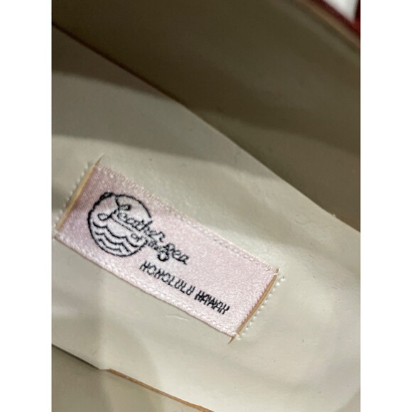 Leather Of The Sea Vintage Women’s Open Toe Heel Pump size 9.5 Burgundy Leather - Picture 11 of 11